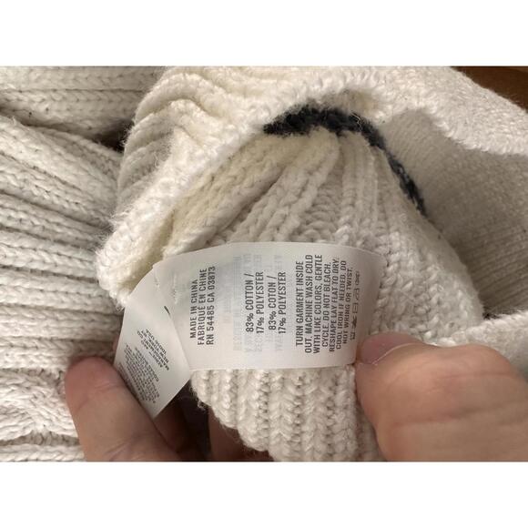 Aerie Cable Knit Button Cardigan Sweater Navy & White Women’s Large Oversized - Picture 8 of 10